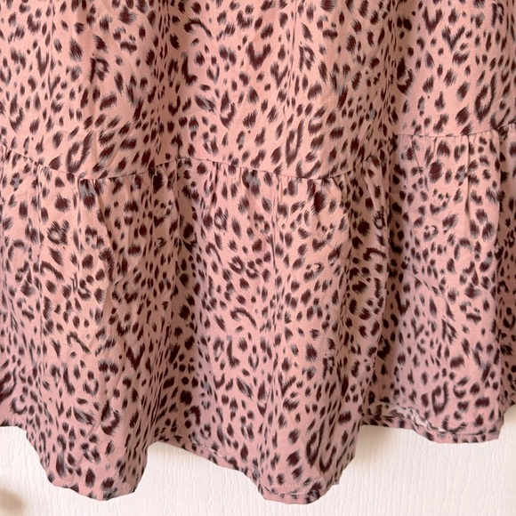 ALREDINE TIERED DRESS. BOHO BABYDOLL LOOSE DRESS. PINK/BROWN ANIMAL PRINT - Picture 8 of 12